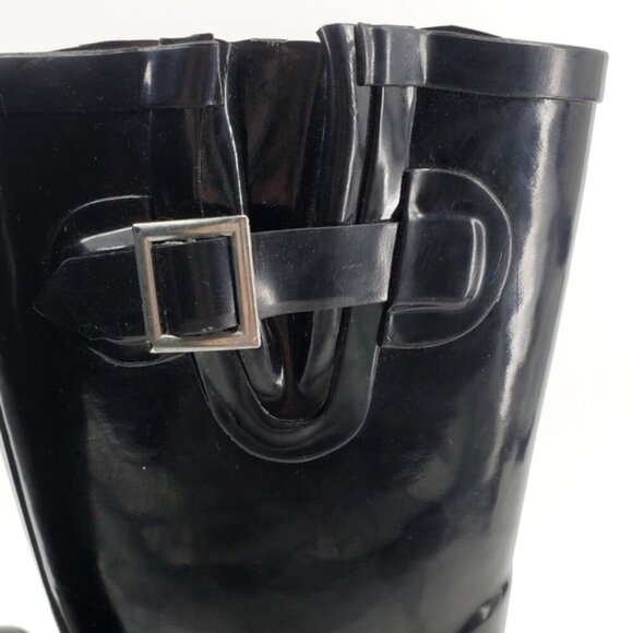 Magellan Outdoor Women's 7 Black Pull-on Side Buckle Rubber Rain/Water Boots - Picture 8 of 10